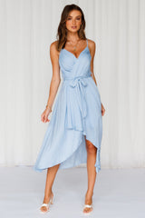 Fuel To My Fire Midi Dress Steel Blue