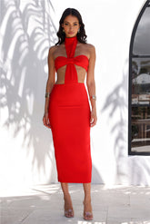 RUNAWAY Dani Midi Dress Red