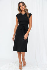 Message Me Back Knit Midi Dress Black