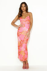 Salty Yet Sweet Mesh Midi Dress Pink