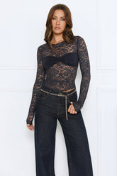 Midnight Long Sleeve Top Jet Black