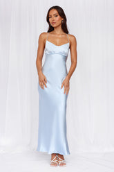 The Samara Satin Maxi Dress Blue