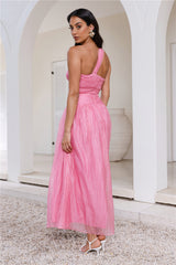 Happiest One Shoulder Maxi Dress Pink