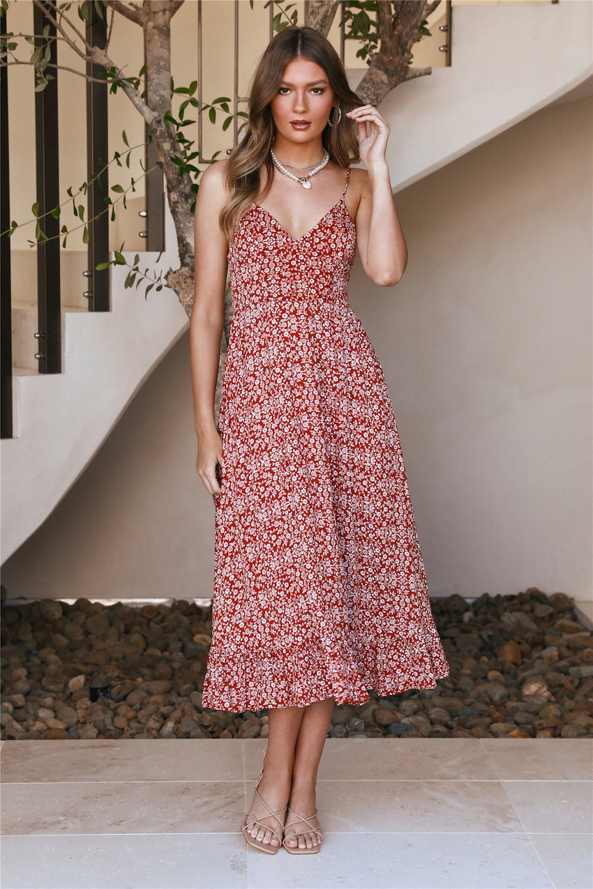 Sit Down Maxi Dress Rust